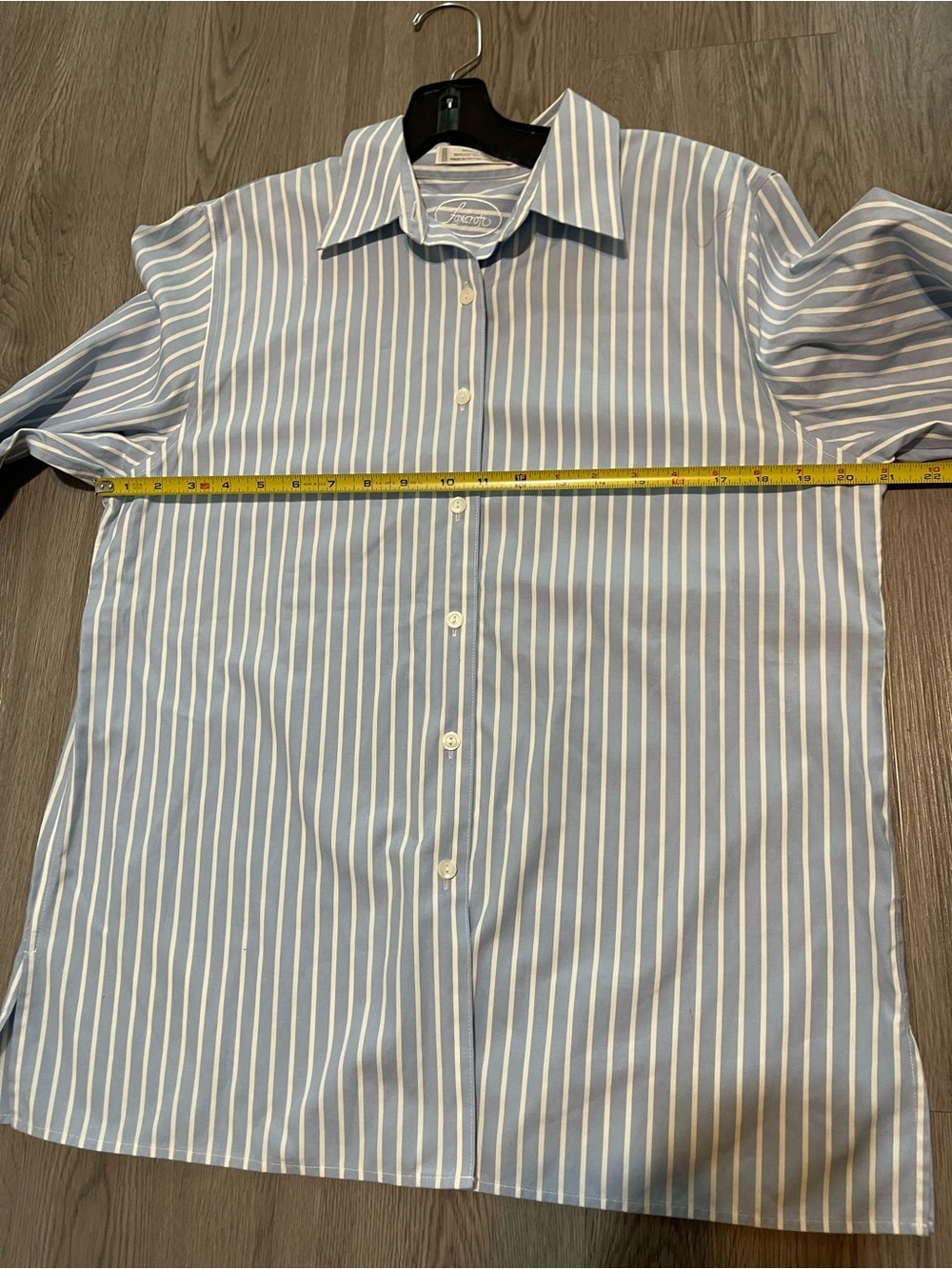 Foxcroft Jodie no iron pinpoint Blue and White Striped Button-Down Shirt - Picture 7 of 7